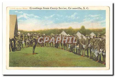Soldaten, die für das Essen in Formation stehen — Camp Sevier, Greenville, S.C.