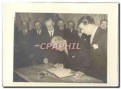 FOTO Viagem oficial do Sr. o Presidente da República à Savoia Maio 1947 Auriol a Évian Hotel de ville