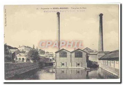 Papeterias de Sorel-Moussel — Vista tirada do Ponte — Ch. Foucault, editor, Dreux