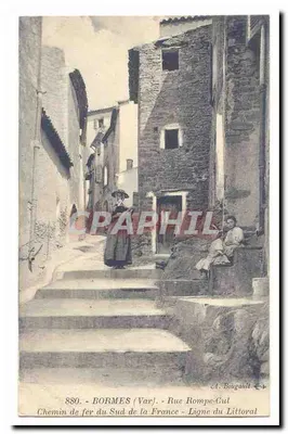 Bormes (Var) — Rue Rompe-Cul — Chemin de fer du Sud de la France — Ligne du Littoral — A. Bougault