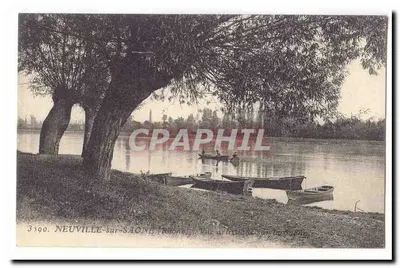 Neuville-sur-Saône — Visão da margem da Saône com barcos — 3190