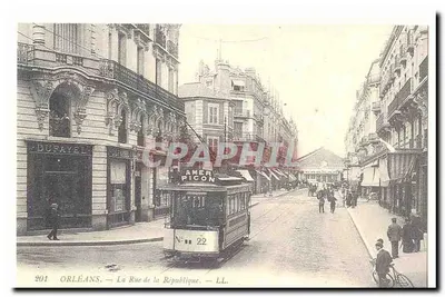 Orleans Antike Ansichtskarte La rue de la republique (Tramway) (Reproduktion)