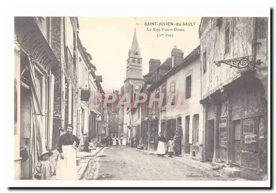 Saint Julien du Saule Bilhete postal antigo A rua Nossa Senhora (1ª vista) (reprodução)