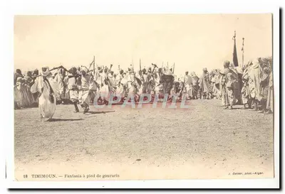 Timimoun — Fantasia a cavalo de gouraris — J. Geiser, fot.—Alger