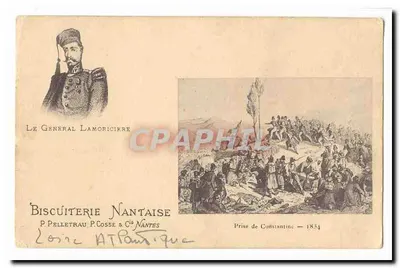Le General Lamoriciere Bilhete postal antigo Prise de Constantine 1834 Bilhete postal antigo Biscuiterie Nantaise RaRe