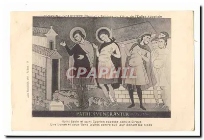 São Savin e São Cipriano expostos no Circo — Pintura do século XII da Igreja Abbatial — Jules BODUCON, fot. Fivliers