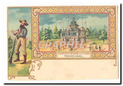 Exposition Universelle de 1900 à Transvaal — Illustration d'un soldat et d'un bâtiment d'exposition