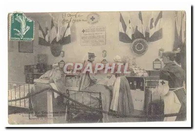 Toulouse 1908 Antika kartpostal Fransa Kadınlar Birliği Toulouse Grubu Kırmızı Haç Hastane Kırmızı Haç