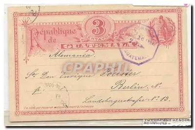 República do Guatémala — Carta postal de 3 centavos — editor Union Postale Universelle