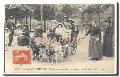 Bois de VINCENNES — Cars with Goats by the Lake of St-MANDÉ — E.M.