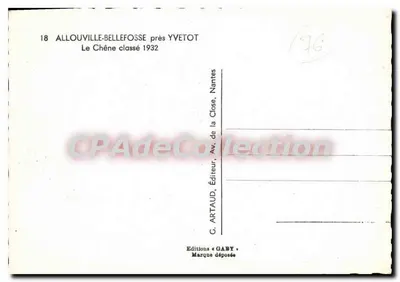 Allouville-Bellefosse — O Carvalho classificado 1932 — Éditions Gaby — Verso