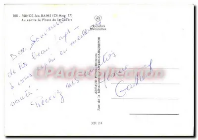 Ronce-les-Bains — Praia, pôr do sol, farol, equitação — editor APRAUD Frères — Verso