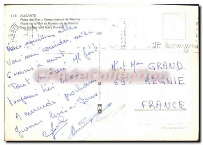 Alicante — Deniz Meydanı ve Denizcilik Müdürlüğü — Bilinmeyen Yayımcı, no 145 — Arka yüz
