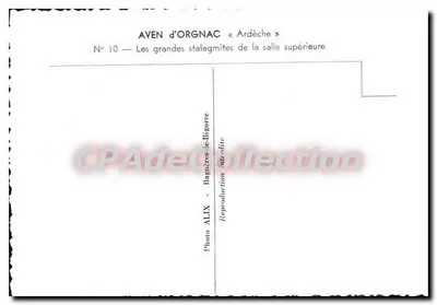 Aven d'Orgnac — Wielkie stalagmity w sali górzystej — Photo ALIX, Bagnères-de-Bigorre, N° 10 — Rewers
