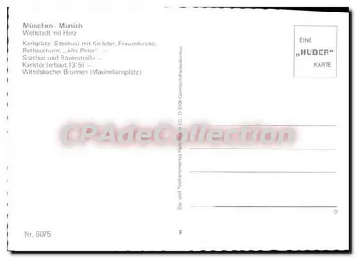 Munique - Stachus — vista panorâmica — HUBER Carta Nr. 6075 — Verso