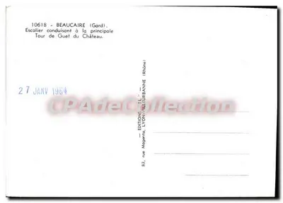 Beaumarchais (Gard) — Schody prowadzące do głównej wieży obserwacyjnej zamku — Wydawnictwo Magenta, Lyon-Villeurbanne — Rewers
