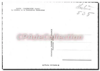 NARBONNE (Aude) — Widok klasztoru i katedry Świętego Justa — kolekcja DAMES DE FRANCE — Rewers