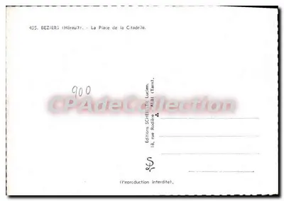 Béziers (Hérault) — A Praça da Cidadela — Éditions Scheilès Lucien — Verso