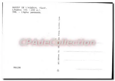 L'Espérou (Alt. 1.230 m.) — A Igreja Paroquial — Edições S.L. dos Irmãos Lumière, Lyon — Verso