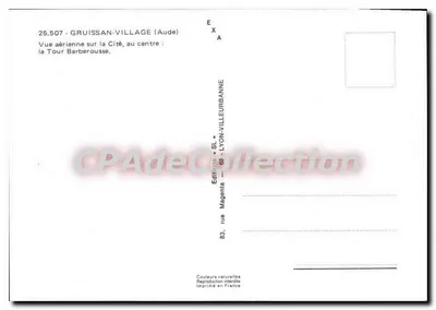 Gruissan-Village (Aude) — Visão aérea da Cidade, no centro: a Torre Barberousse — Éditions Magente — Verso