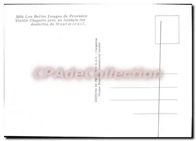 Vecchia chiesa con in lontananza le dentelle di Montmirail — Edizioni di Provenza G.A.L. — Verso