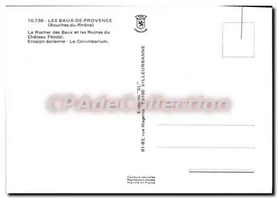Les Baux-de-Provence — Rocca de los Baux, Castillo Feudal y Columbario — Ediciones 'SL' Villeurbanne — Reverso