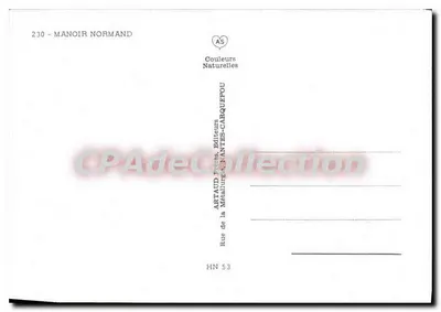 Manor Normando — 230 — editor ARTAUD Frères, Pantin — Verso