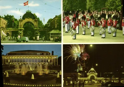 Tivoli — Entrée principale, Nouvel Hall de Concert, Garde Tivoli, Fêtes pyrotechniques — KC Will-Møllers Kunstforlag, Série 6701-680
