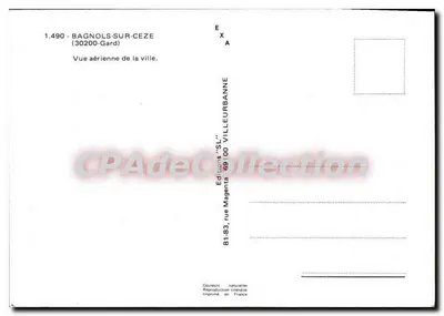 Bagnols-sur-Cèze — Vista aérea da cidade — Edições 'SL' Villeurbanne — Verso