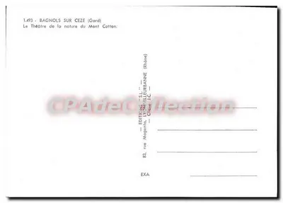 Bilhete postal moderno Bagnols Sur Ceze O Teatro da Natureza do Monte Cotton — Verso