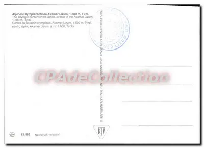 Axamer Lizum — Centro olímpico alpino — Tiroler Kunstverlag — Verso