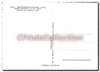 Nowoczesna pocztówka Saint Gilles Du Gard Katedra Abbatialna Ruiny Starego Serca — Rewers