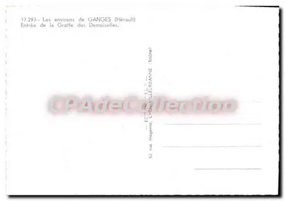 Bilhete postal moderno Os arredores de Ganges Entrada da Gruta das Moças — Verso