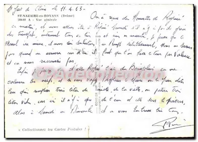 St-Nazaire-en-Royans — Vista geral — C. P. A. de Couvier — Verso