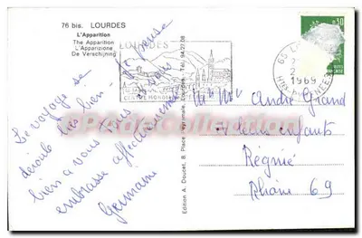 İnci Kutsal Kavram — Lourdes'te Görünüm — A. Doucet Editörü, n°76 bis — Arka yüz