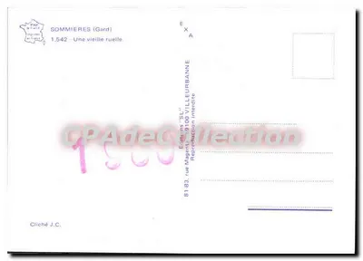 Sommieres (Gard) — Uma velha rua — Editions 'ST.' Magenta — Verso
