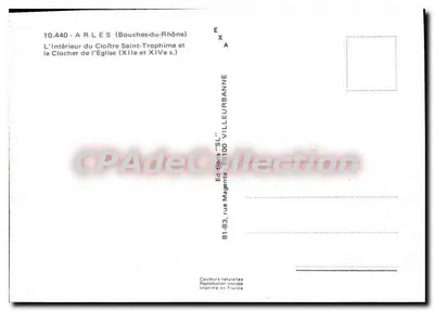 Arles — Wnętrze klasztoru Świętego Trofima i wieża kościoła (XII i XIV w.) — Wydawnictwo 'SL' Magenta — Rewers