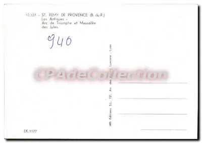 Saint-Rémy-de-Provence — Arco do Triunfo e Mausoléu dos Jules — Edições S.L. Lyon — Verso