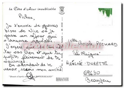 Wioska Exe — rysunek z natury autorstwa M. Perreard — wydawca nie widoczny — Rewers