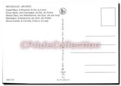 Bruxelas - Grand'Place — editor Thill, S.A., n° 100/154 — Verso