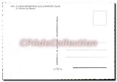Le Mas Soubeyran près d'Anduze — Musée du Désert — Éditions S.L. EUROLUX — Verso