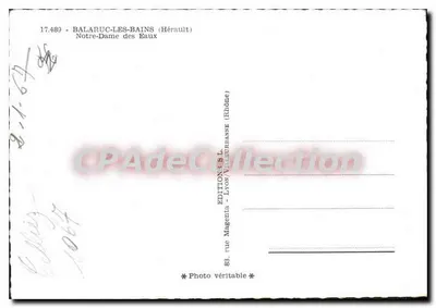 Nossa Senhora das Águas — Balaruc-les-Bains (Hérault) — Edições L. Magenta (Lyon, Rhône) — Verso