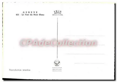 Genève — Le Pont du Mont Blanc — Éditions Jaegeracil — Verso