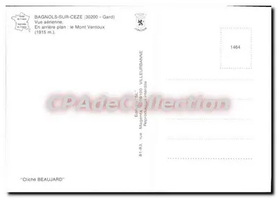 Bagnols-sur-Cèze — Vista aérea — Edição Magenta — Verso