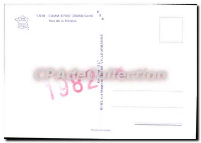 Ruela pitoresca — vila de Sommières — Edições 'SL' Villeurbanne — Verso
