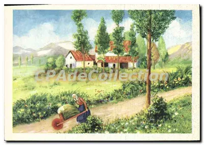 एक महिला और गाड़ी — इतालवी ग्रामीण दृश्य — अज्ञात प्रकाशक, श्रृंखला 1910-3