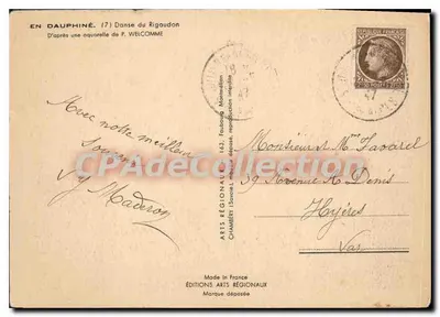 Danse du Rigaudon — En Dauphiné — Éditions Régionales — Verso