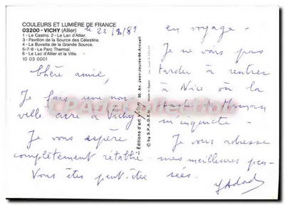 Vichy — vista panorâmica — Éditions d'Art Jean-Jauréa-94 — Verso