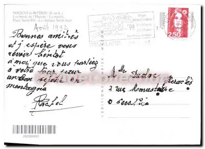Nogent-le-Rotrou — vista del castillo y del centro — Ediciones Combier, n° 34 — Reverso