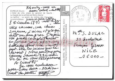Evreux — vista da prefeitura, catedral, sino e jardins — Editor Estel — Verso